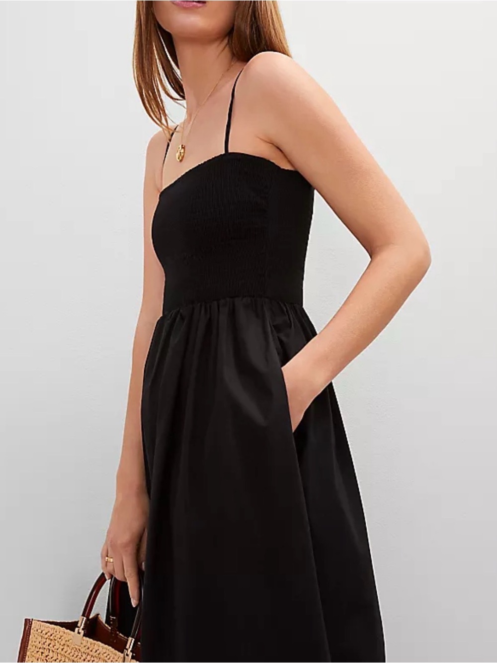 Ann Taylor NWT Black Cotton smocked sundress